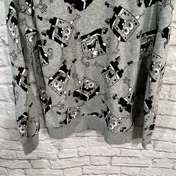 H&M SpongeBob SquarePants collab sweatshirt womens medium grey crewneck - Picture 2 of 5